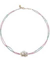 Joie - 18k Yellow Gold Tourmaline Diamond Sapphire pearl Necklace - Lyst