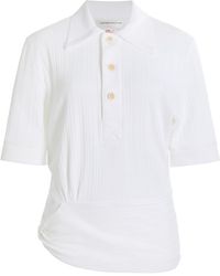 Victoria Beckham - Twist Detail Cotton Polo Top - Lyst