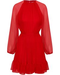 ANDRES OTALORA - Raices Antiguas Ruffled Silk-Chifon Mini Dress - Lyst