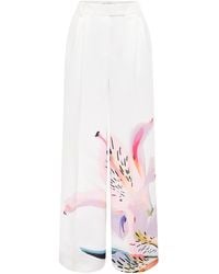 LEO LIN - Elisha Printed Crepe Wide-Leg Pants - Lyst