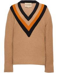 Valentino Garavani - Chevron-Detailed Virgin Wool Sweater - Lyst