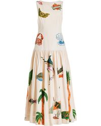 ALÉMAIS - Clam Embroidered-linen Maxi Dress - Lyst
