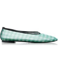 STAUD - Alba Gingham-Mesh Ballet Flats - Lyst