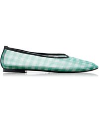 STAUD - Alba Gingham-Mesh Ballet Flats - Lyst