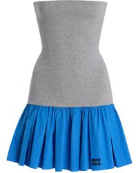 Miu Miu - Jersey And Poplin Mini Dress - Lyst