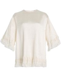 FFORME - Anais Frayed Silk T-Shirt - Lyst