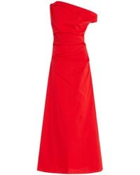 STAUD - Exclusive Phare Draped Stretch-cotton Maxi Dress - Lyst