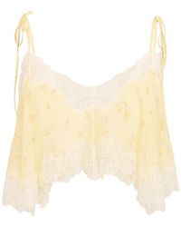 LoveShackFancy - Elysia Silk Blend Cropped Top - Lyst