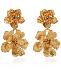 Oscar de la Renta Flower Drop Earrings - Metallic