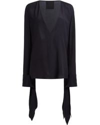 Givenchy - Bow-Cuff Silk Top - Lyst