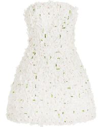 Monique Lhuillier - Floral-embroidered Mini Dress - Lyst