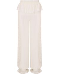 LoveShackFancy - Clyra Ruffled Silk Straight-Leg Pants - Lyst