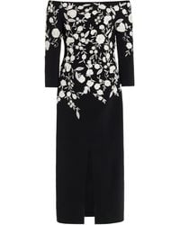 Carolina Herrera - Embroidered Off-the-shoulder Cady Dress - Lyst