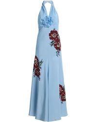 Rodarte - Exclusive Floral Silk-crepe Maxi Halter Dress - Lyst