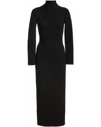 Khaite Mischa Cutout Ribbed-knit Turtleneck Dress - Black