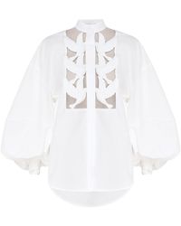 Zimmermann - Luna Appliquéd Cotton Shirt - Lyst