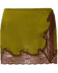 Siedres - Niera Lace-Trimmed Satin Mini Skirt - Lyst