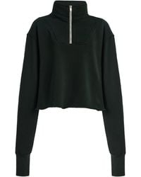Les Tien - Haley Cropped Half-Zip Cotton Sweatshirt - Lyst
