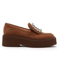 Roger Vivier - Viv Rangers Buckle-Embellished Suede Platform Loafers - Lyst