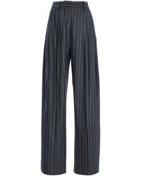 Carolina Herrera - Pinstriped Wool-Blend Wide-Leg Pants - Lyst