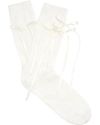 Simone Rocha Ribbon-detailed Stretch-cotton Blend Lace Ankle Socks - White