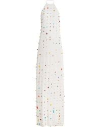 BERNADETTE - Exclusive Francine Embroidered Crepe Maxi Halter Dress - Lyst