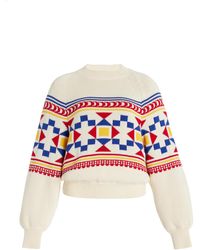 High Sport - Lara Fair Isle Knit Cotton Sweater - Lyst