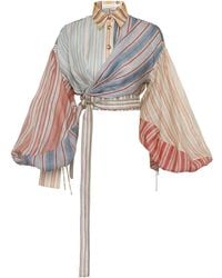 Zimmermann - Rebellion Striped Linen-Silk Top - Lyst