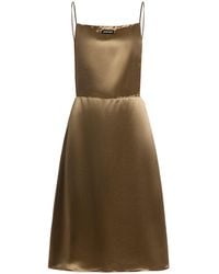 Miu Miu - Ruffled Satin Midi Dress - Lyst