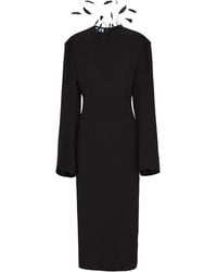 Prada - Cady Feather Embellished Midi Dress - Lyst