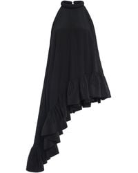 Del Core - Asymmetric Ruffled Silk Sleeveless Top - Lyst
