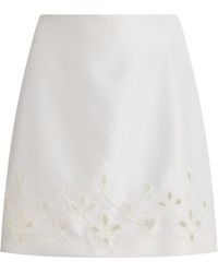 Chloé - Eyelet Cutout Wool-silk Mini Skirt - Lyst