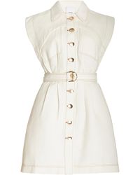 Acler - Westcroft Belted Cotton-linen Mini Dress - Lyst