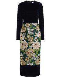 Carolina Herrera - Velvet And Jacquard Midi Dress - Lyst