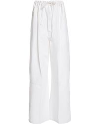 Victoria Beckham - Drawstring Cotton Pants - Lyst
