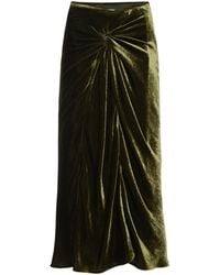 Dries Van Noten - Smila Knot-Detailed Velvet Midi Skirt - Lyst