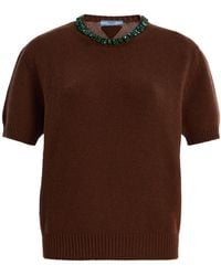 Prada - Embellished Wool-Cashmere Sweater - Lyst