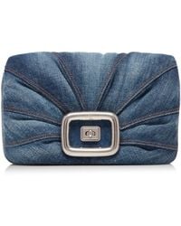Roger Vivier - Viv' Choc Me Silver-tone Denim Bag - Lyst