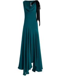 Rodarte - Velvet-Trimmed Silk Crepe Cowl-Neck Maxi Dress - Lyst