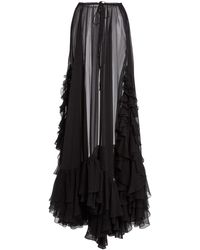 Chloé - Ruffled Organic Silk Mousseline Maxi Drawstring Skirt - Lyst