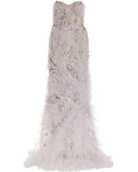 Marchesa - Strapless Crystal-embellished Tulle Gown - Lyst