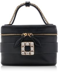 Roger Vivier - Crystal-Buckle Leather Vanity Micro Bag - Lyst