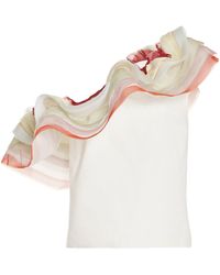 Rosie Assoulin - Organza Ruffled Asymmetric Cotton Top - Lyst