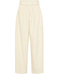 St. Agni - Everyday Relaxed Striped Cotton-Blend Wide-Leg Pants - Lyst