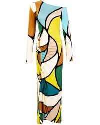 Silvia Tcherassi - Ilania Abstract-Print Ruched Long-Sleeve Maxi Dress - Lyst