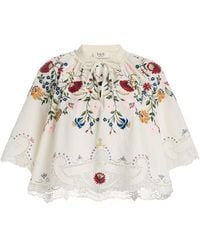 Sea - Celia Embroidered Cotton-Linen Top - Lyst