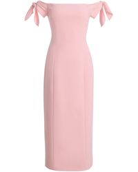 Carolina Herrera - Off-The-Shoulder Crepe Midi Dress - Lyst