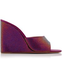 AMINA MUADDI - Lupita Crystal-embellished Satin Wedge Sandals - Lyst