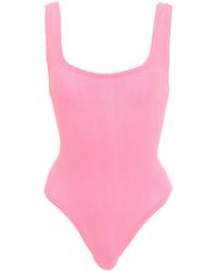 Hunza G - Square-neck Seersucker One-piece Swimsuit - Lyst