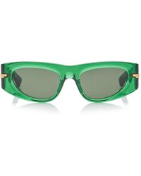 Bottega Veneta Round Cat-eye Acetate Sunglasses - Green